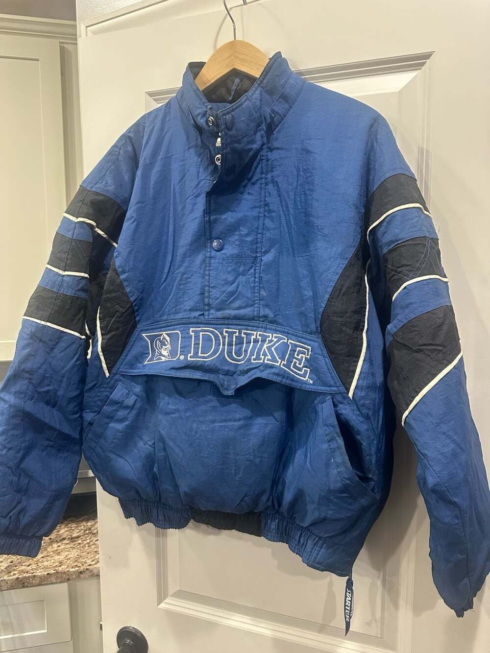 Vintage 90s Duke Blue Devils Starter Half-Zip Pullover Puffer Jacket small